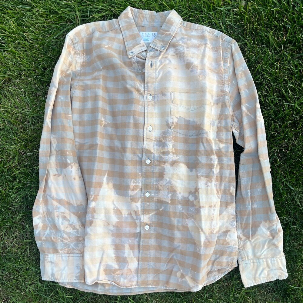 Adult XL Random Bleach Dye Flannel Shirt